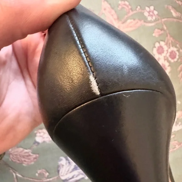 Vintage Ferragamo Cone Heels Navy Pumps 7.5 AA Narrow Pump 2.5” Italy Leather - Picture 12 of 16